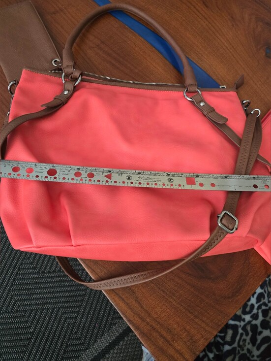 Black Rivet Handbags - Coral Pink Shoulder Bag & Brown Trim - Classic Everyday Tote 3 In 1 Black Rivet